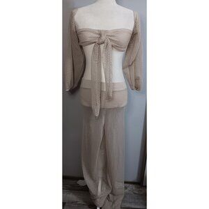 Highlight Small Tan Two Piece Bikini Pants Balloon Beach Cruise Club Casual Set